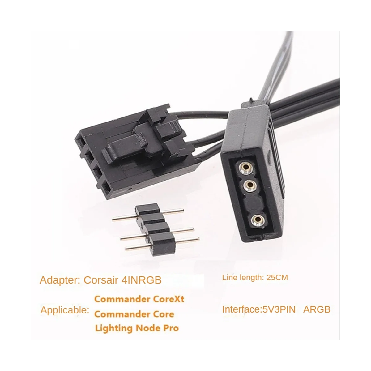 For Corsair 4PIN RGB to Standard ARGB 3-Pin 5V Adapter Connector RGB Cable 25cm