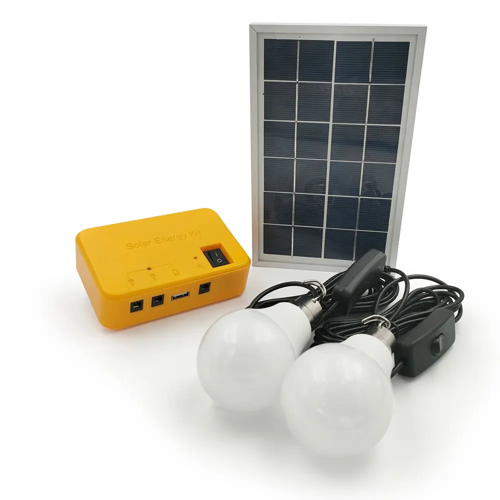 Solar Panel Home Lighting System Solar Portable Camping Light 6000mAh Solar Battery Storage Kit Emergency Light For Power Outage