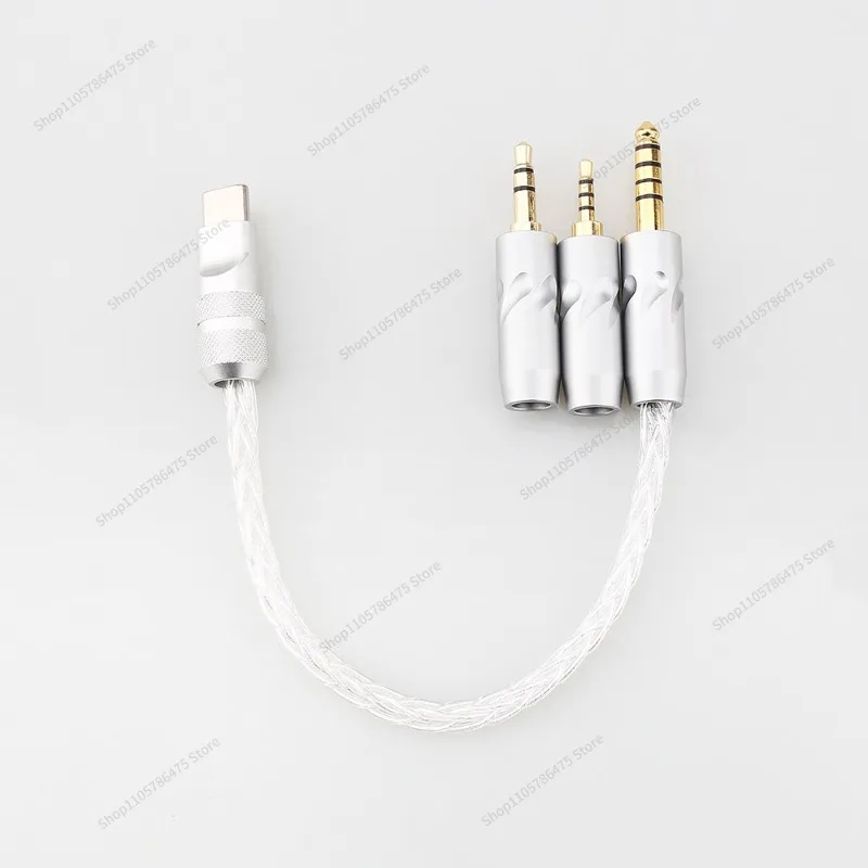 FOR Fever 8-core Sterling Silver Type-C To 3.5 Car AUX Audio Cable Mobile Phone Earphone Adapter Cable 2.5/4 Balance