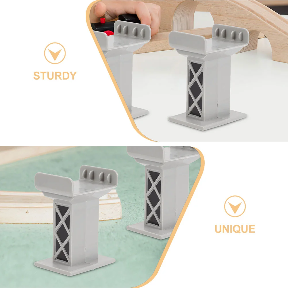 3 Pcs Train Track Pier Railway Bridge Accessories Model for Games DIY Decorative Plastic Toy Playing Support