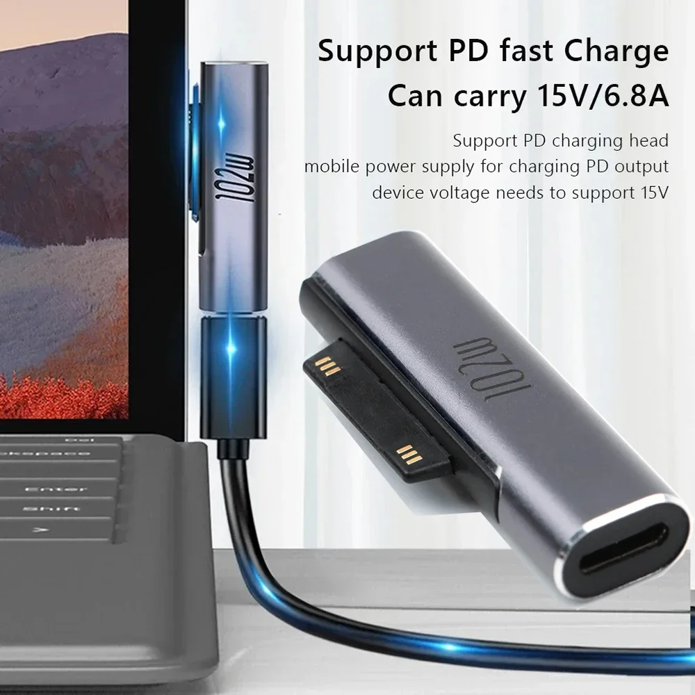 Adaptadores de carga rápida PD de 102W, cargador de fuente de alimentación TypeC, conexión para Microsoft Surface Pro X 8, 7, 6, 5, 4Go, enchufe convertidor de libros
