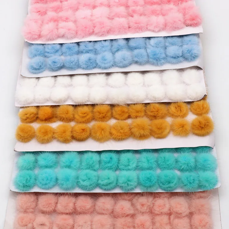 Mink Fur Pompones with Buckle Plush Diy Pompon Balls Colorful soft Pompom Ball for Craft Supplies Material Handmade Accessories