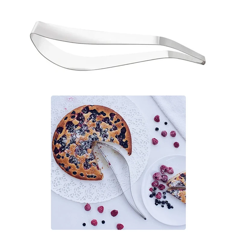 Cortador de pasteles con abrazadera, rebanador de acero inoxidable, hoja curva, Clip de corte de pastel, herramienta niveladora de molde, divisor de horneado ajustable, postre