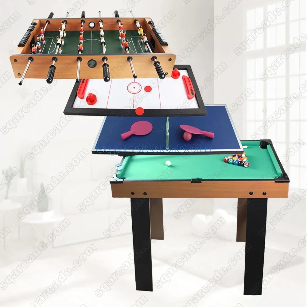 Multifunctional indoor wood 4 in 1 football air hockey billiard pool soccer table for kids and adults