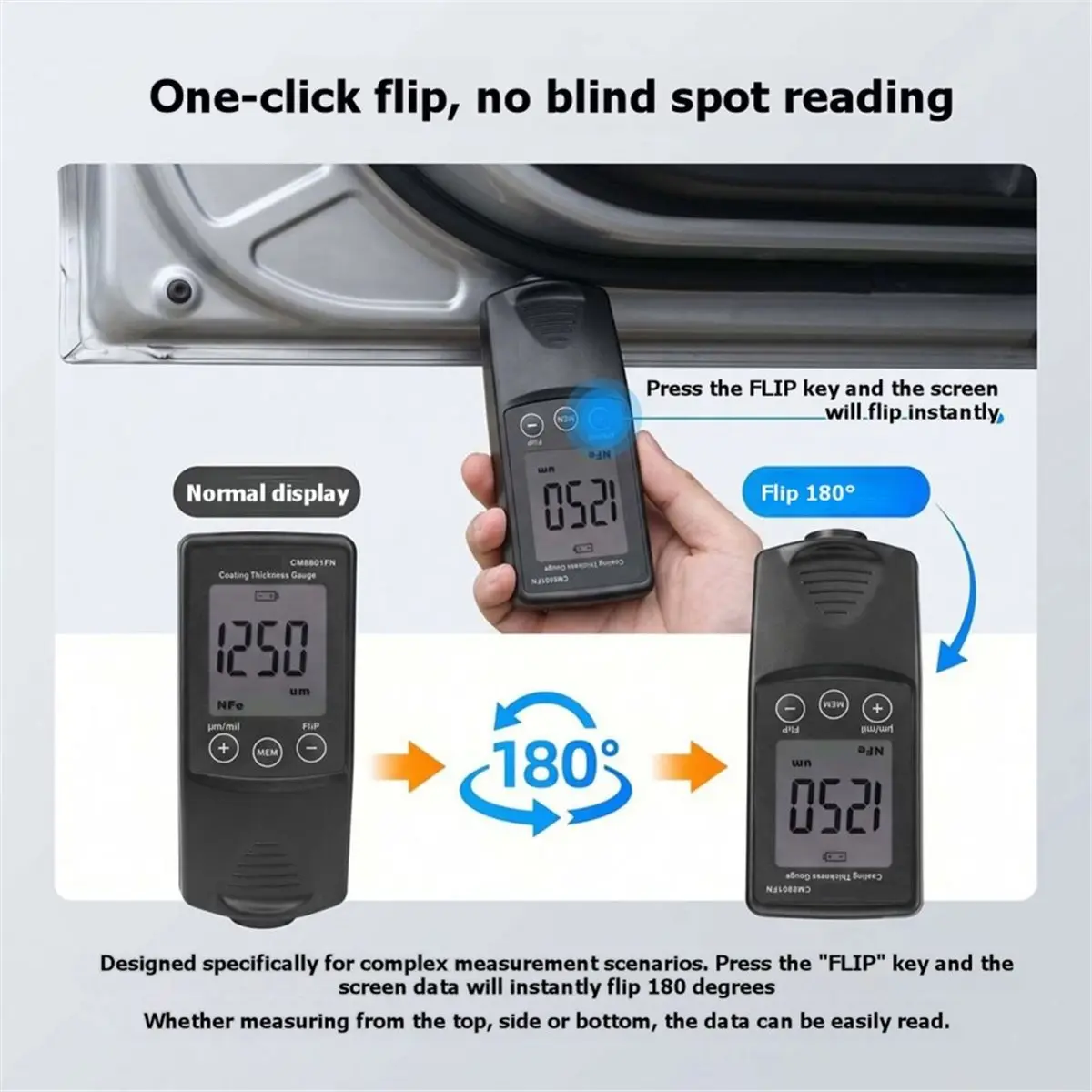 (A99Z] CM8801FN Car Paint Thickness Tester Auto Film Coating Thickness Gauge Meter Handheld Digital Coating Thickness Gauge