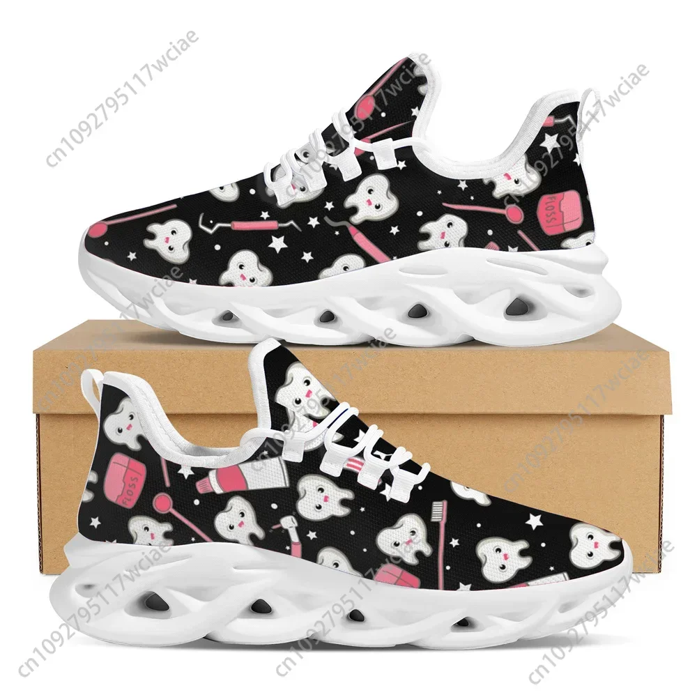 

Cute Cartoon Tooth Pattern Women Slip On Sneakers Dentist Mesh Ladies Shoes Light Casual Summer Beach Water Loafers