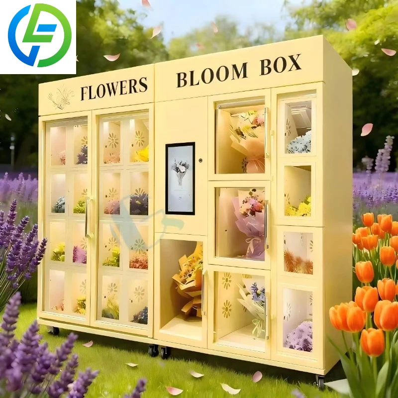 Deposit Custom Refrigerated Flower Vending Machine Coin/Bill/Credit Card Payment 200-300 Pcs Capacity Fresh-Keeping Unmanned