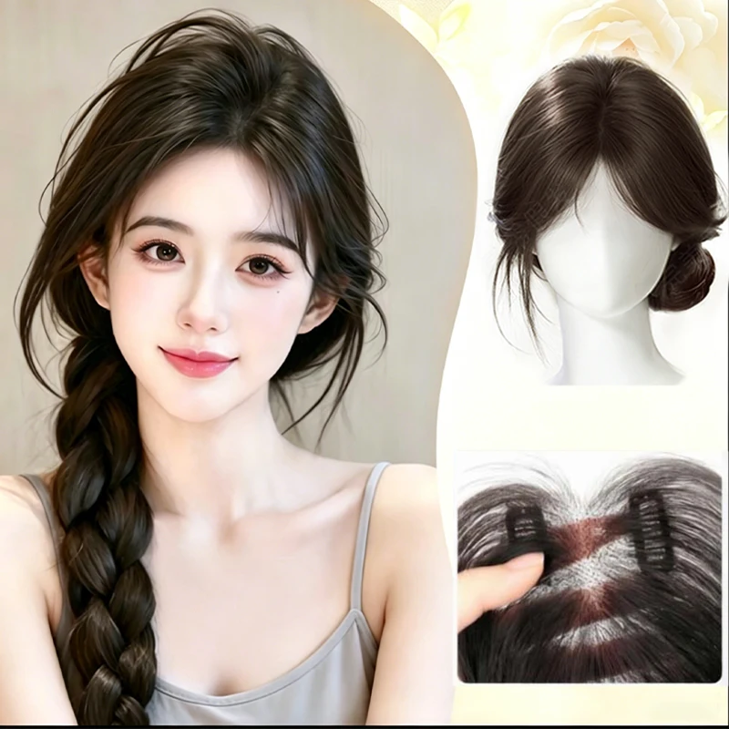 

Synthetic wig piece hand woven lace front invisible breathable fluffy women's wig replacement piece