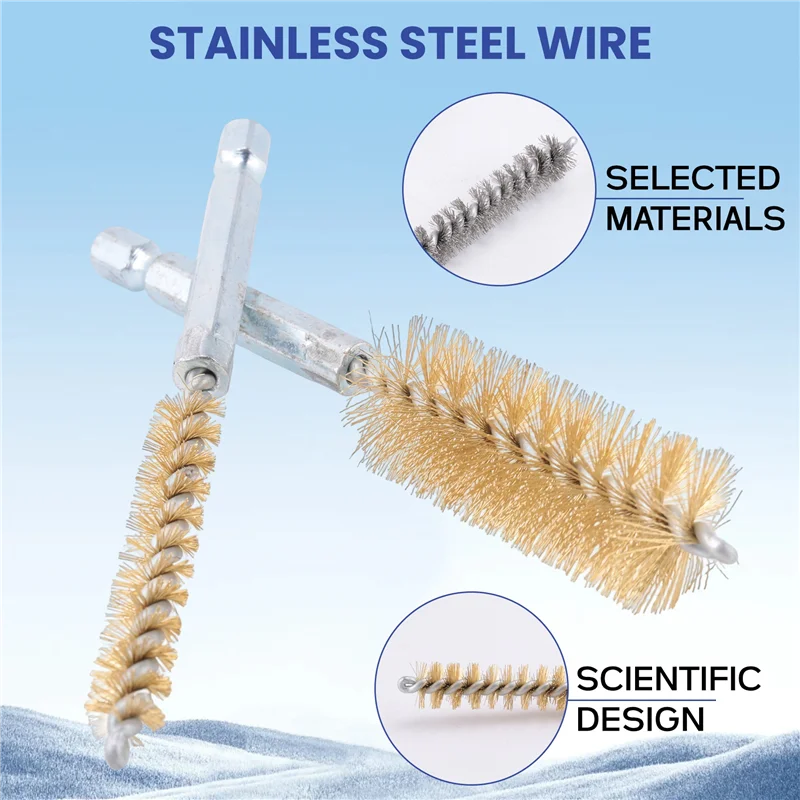 Promotion! Ensemble de brosses de nettoyage pour trous, ensemble de brosses à trous en fil d'acier, brosse de nettoyage en acier inoxydable pour perceuse à percussion électrique