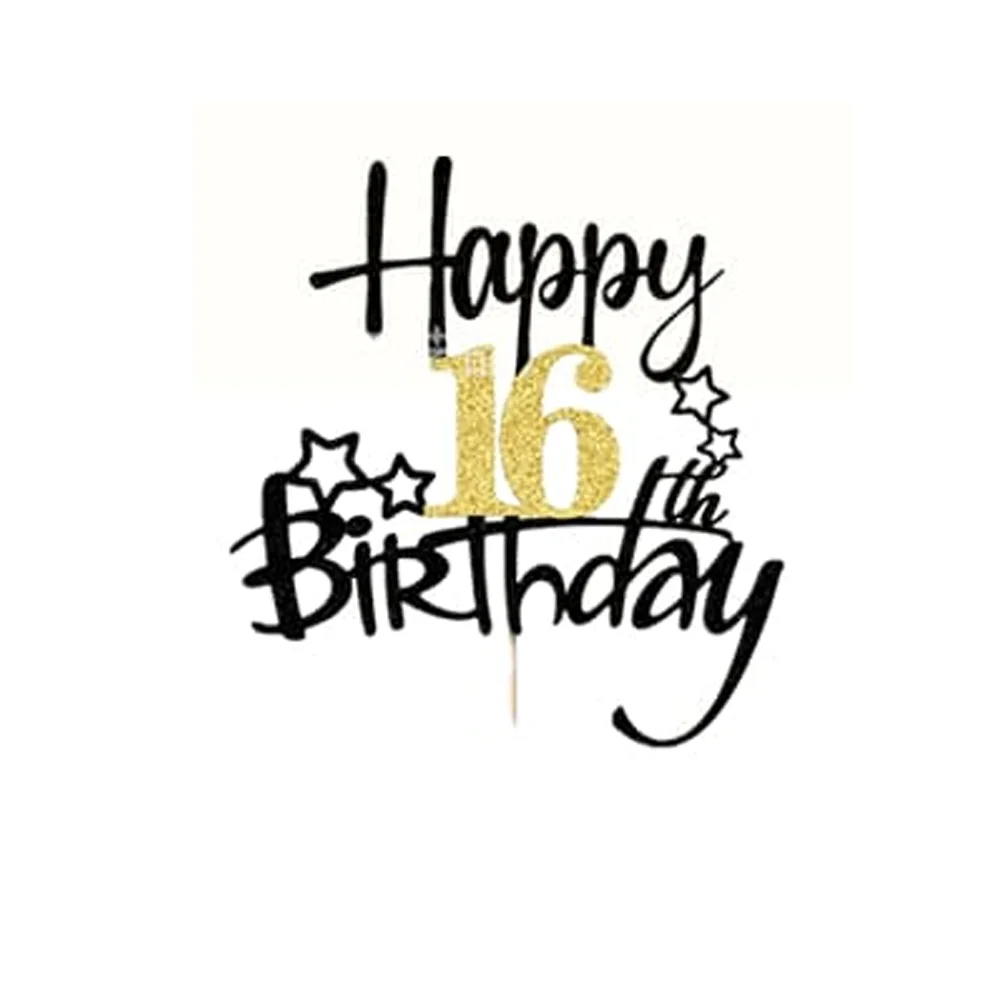 1 Stück Schwarzgold Happy 10 Birthday Cake Topper 10th 20th 30th 40th 50th 60th Loves & Wishes Partydekorationen für die Geburtstagsfeier – Detail 19