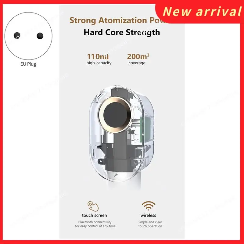 N89R رذاذ عطري للزيوت العطرية للمكتب والمنزل، موزع عطري محمول للتحكم بالبلوتوث (أسود) بمقبس الاتحاد الأوروبي