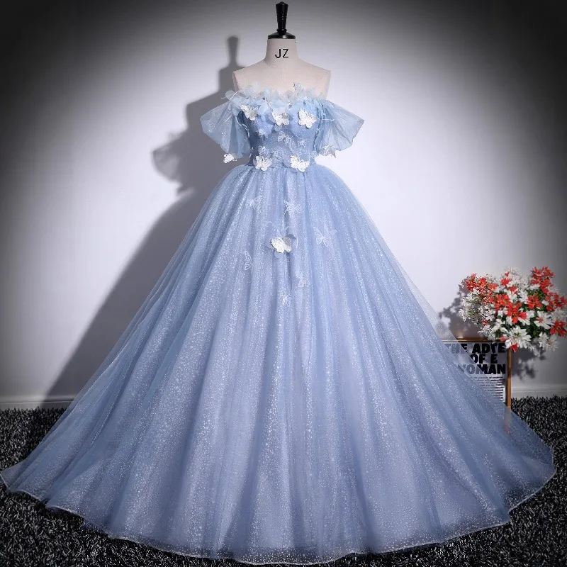 

Elegant Off Shoulder Princess Prom Dresses Women A Line Pearls 3D Flowers Celebrity Evening Gown платье на выпускной Customized