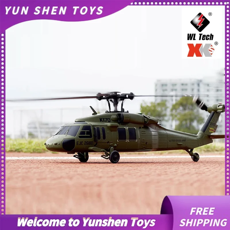 Wltoys K170 Black Hawk Uh60l Remote-Controlled Helicopter Four Channel Four Propeller Simulation Brushless Fixed Height Model Ai