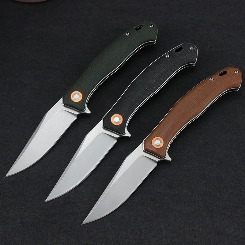 GT958 Outdoor Camping Folding Knife D2 Blade Flax Fibre Handle Pocket Survival Tactical Hunting Utility Kitchen Knives CED Tools