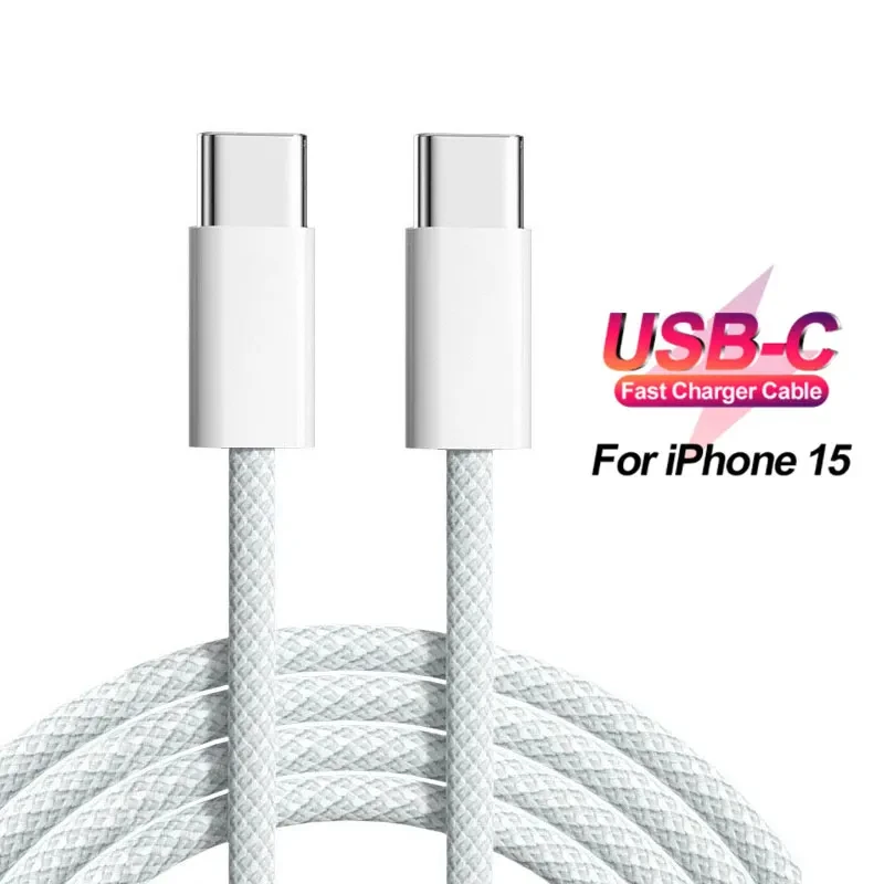 

USB C to USB C Cable Nylon Braided 60W Type C Charger C to C Cable Fast Charging Cord for iPhone 15 Samsung S23 Note 20 MacBook