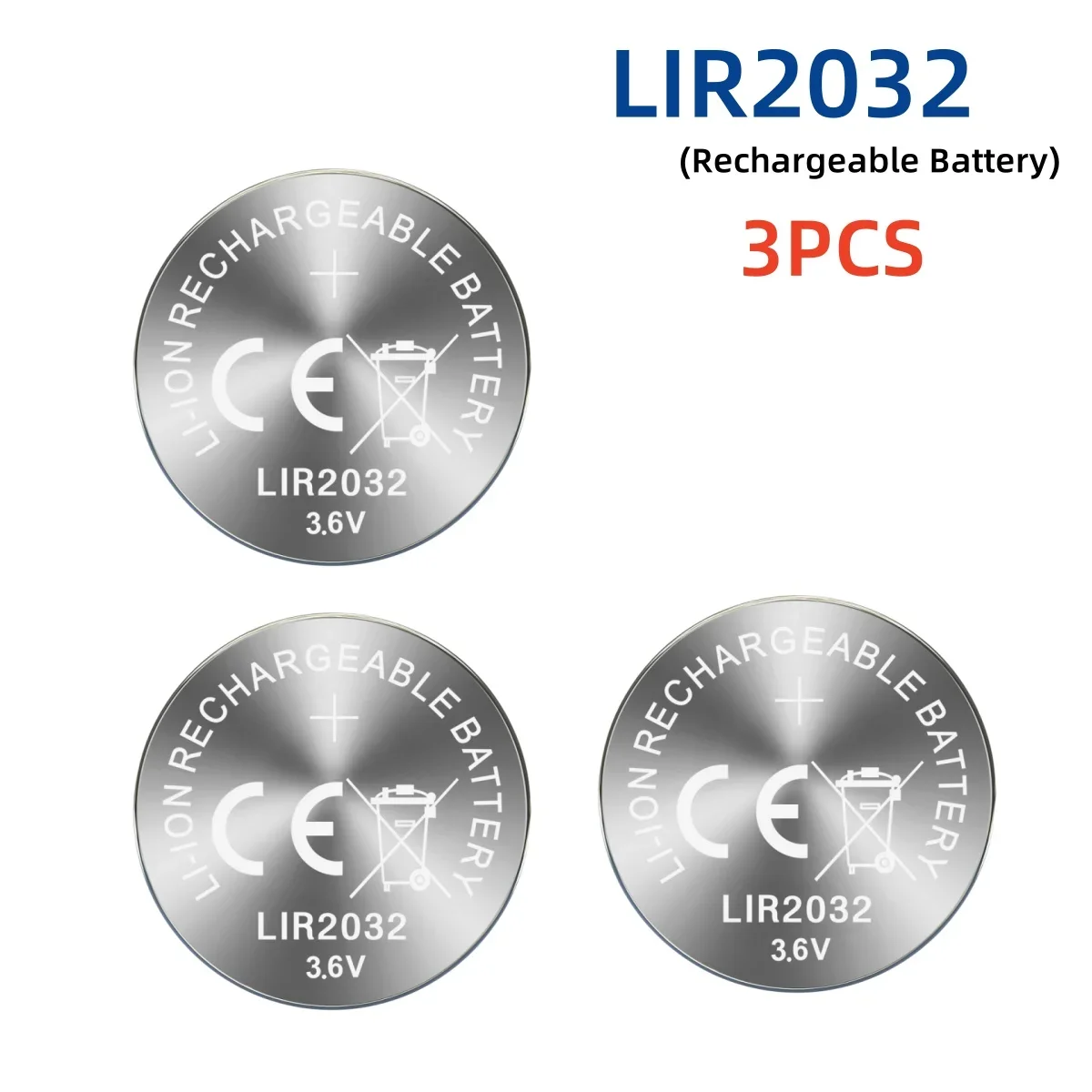3.6V LIR2032 Li-ion Rechargeable Battery 20mAh For Bluetooth Tags DIY Projects Not For 3V CR2032 Devices product image