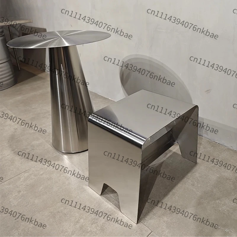 Luxury Stainless Steel Round Coffee Table, Designer Commercial Side Table for Milk Tea Shop, Cafe & Home Decor