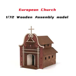 1/72 europejski kościół drewniane do montażu Puzzle Model sceny budynki DIY zabawka