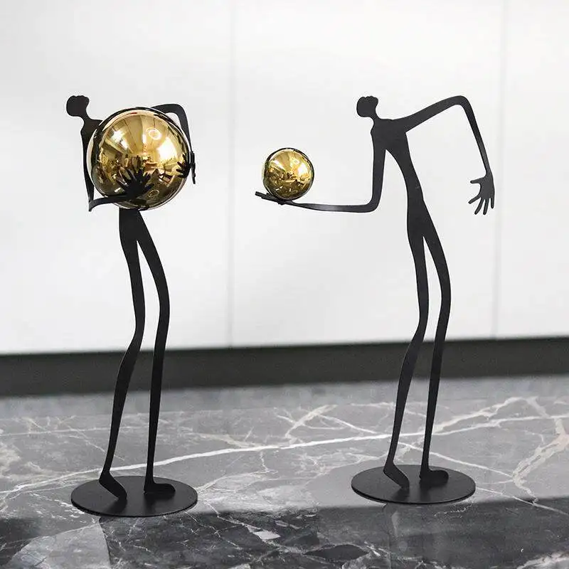 Ball holding figure metal ornament abstract ornament sculpture decoration