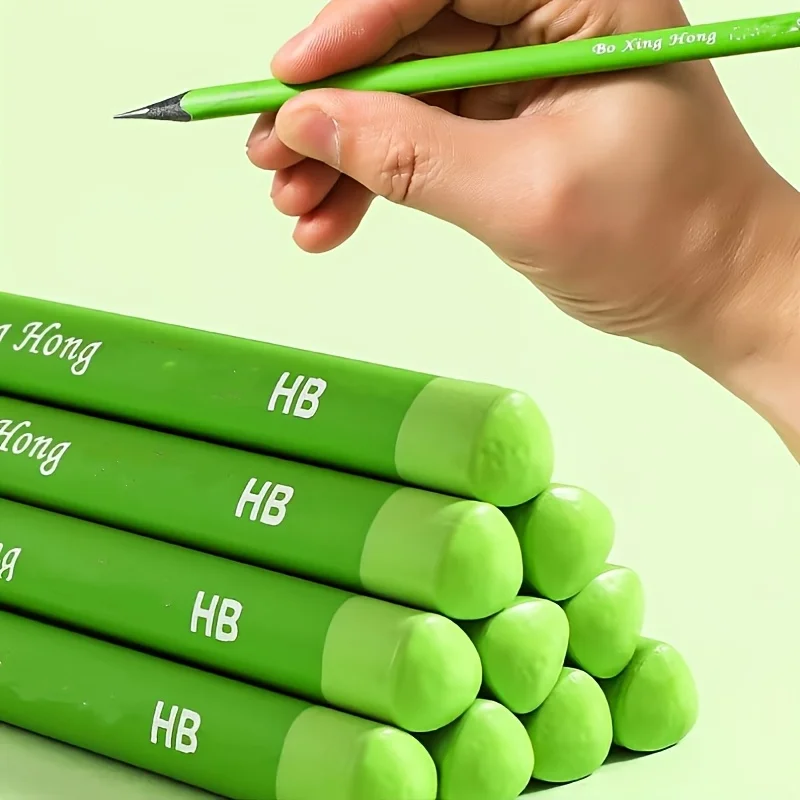 10-Pack of Green Hb Thick Pencils for Sketching, Writing Practice, Drawing, Durable and Not Easy to Break, School and Office Supplies, Drawing and Learning Supplies, Study and Office Supplies