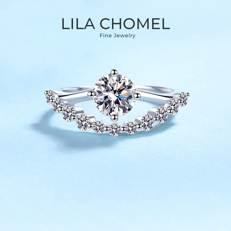 

Lover Valentine's Day 18K White Gold Daughter Birthday Gift 1CT Moissanite Diamond Girl PT950 Platinum Women Wedding Party Rings