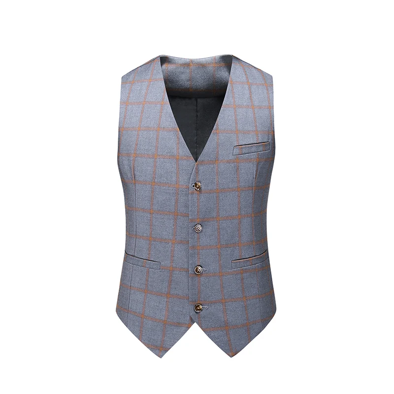 Groom Wedding dress Party Social Dress suit Male 3 piece set Blazer Vest Pants High-end Brand Boutique Plaid  Business slim Suit