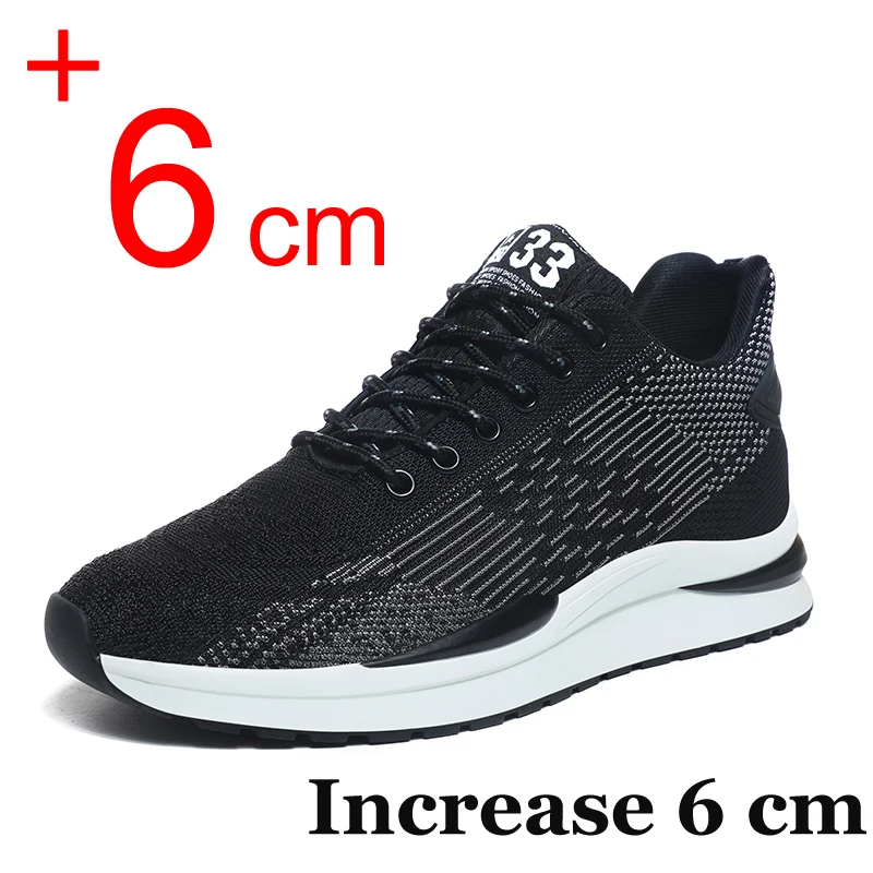 

2023 Men Sneakers Elevator Shoes Hidden Heels Breathable Heightening Shoes for Male Increase Insole 6CM Sports Casual Taller Man