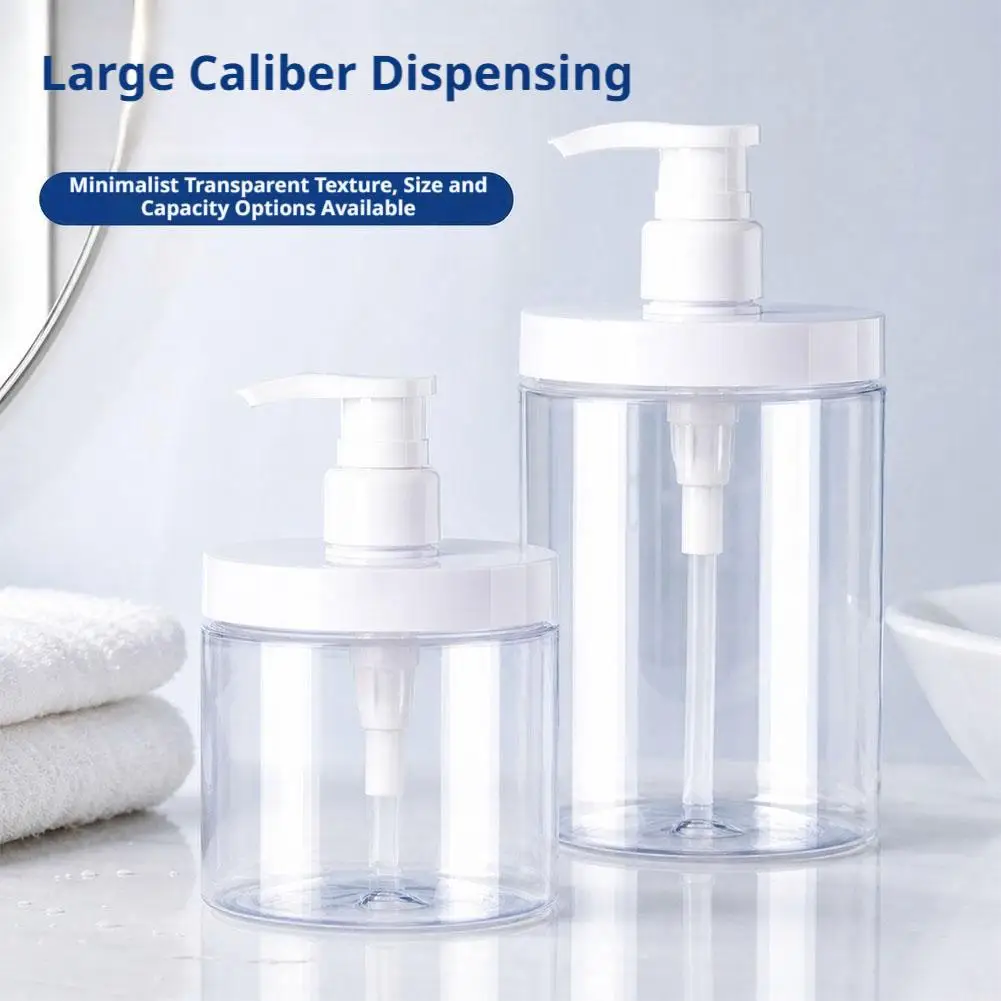 500ml 1000ml Clear Refillable Pump Dispenser Bottle Wide Mouth PET Liquid Soap Dispenser Leak‑Proof Reusable Press Bottle