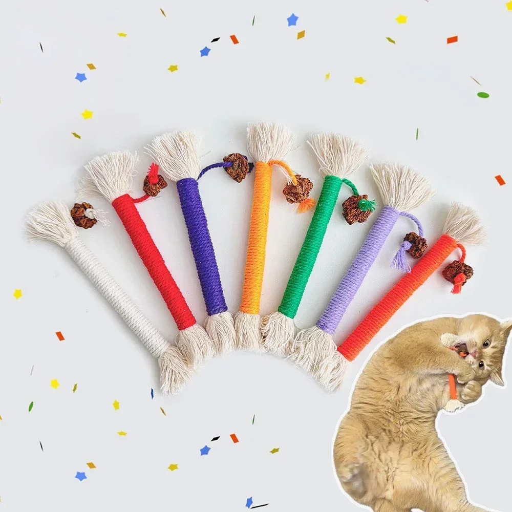 Cat Chew Toys Hand Knitting Molar Cotton Rope Toy Silvervine Cat Teaser Toy Clean Mouth Kitten Play Toy Pet Supplies Accessories