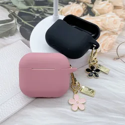 INS Cute Flower Keychain For apple AirPods 4 Case Cover Liquid Silicone Soft Earphone Case Cover For AirPods 3 Pro 2 Headset Box