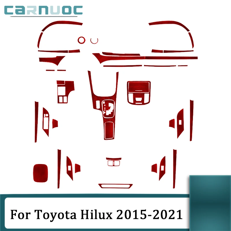 

Аксессуары для стайлинга салона автомобиля Toyota Hilux 2015 2016 2017 2018 2019 2020 углеродное волокно, различные детали, красные наклейки