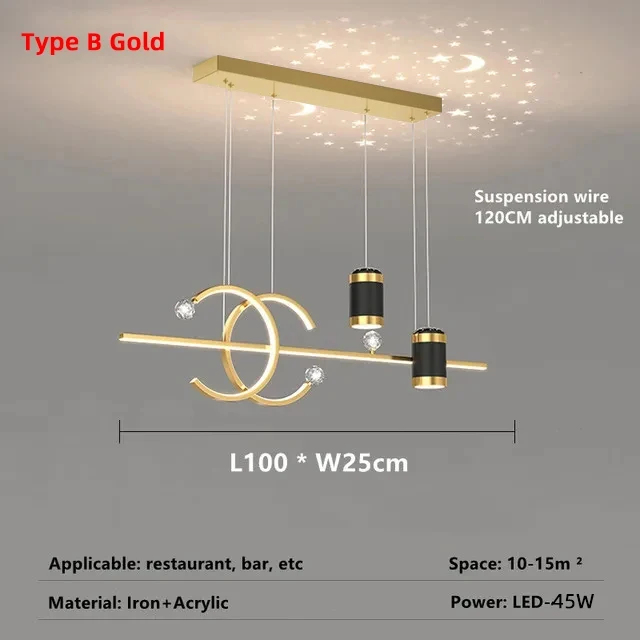 Minimalist Long Strip Pendant Lights Modern Dining Room LED Ceiling Chandelier Remote Control Bar Table Lustre Home Hanging Lamp image 3