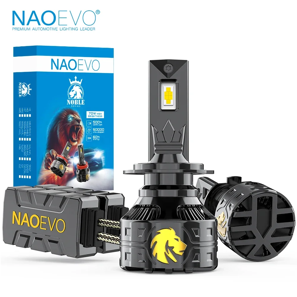 NAOEVO P1 H7 H4 H11 LED Bulbs And HB3 9005 HB4 9006 LED Lights With Decoding 12V 140W 16800LM High Power LED LightS 2PCS