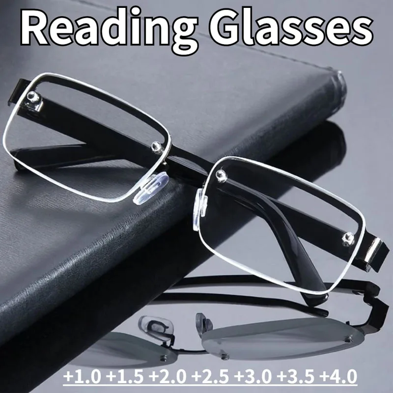 High-quality Half-frame Reading Glasses for Mens Natural Original Stone Presbyopia Glasses Diopter +1.0 to +4.0