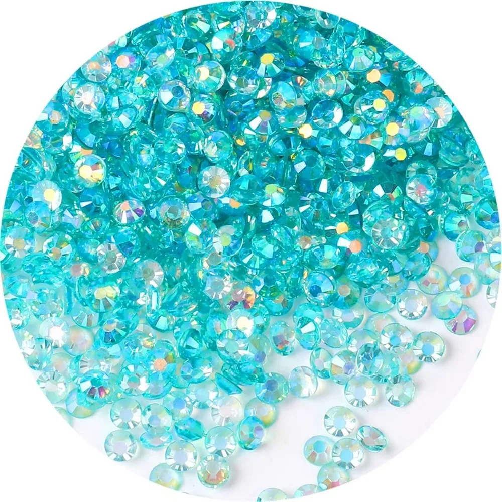 Hot Selling 4500 Pcs SS12 3mm AB Flatback Rhinestones Clear Aqua Blue Glitter Round Gems for Nails Art Crafts DIY Clothes Shoes Crystal Transparent