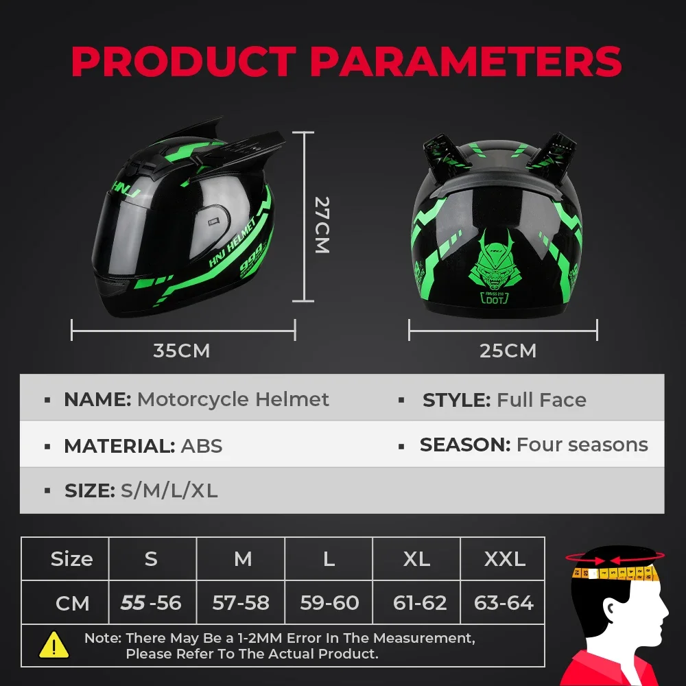 Motorcycle Helmet Full Face Men Safety DOT Certification Professional Motocross Summer Breathable With Horn Corner Moto Helmets