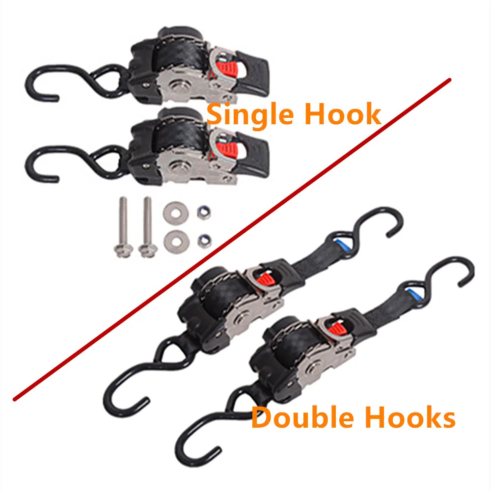 

Single Hook / Double Hook Stainless Steel Auto Retractable Universal Easy To Carry Ratchet Tie Down Starp S-Hooks Trailer Towing