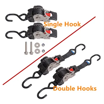 Single Hook / Double Hook Stainless Steel Auto Retractable Universal Easy To Carry Ratchet Tie Down Starp S-Hooks Trailer Towing