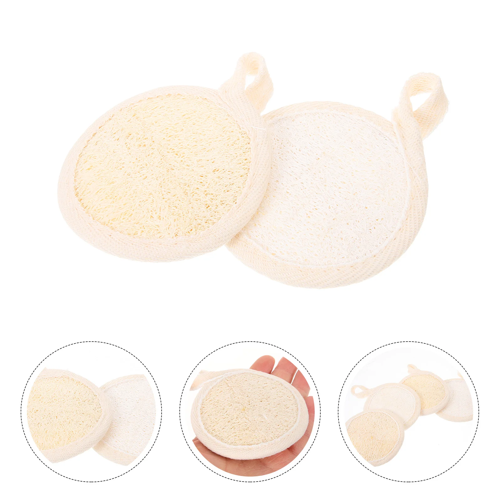 Coussinets extensibles en coton et lin, éponges qualifiée ales, épurateur, loofah miss, 4 pièces