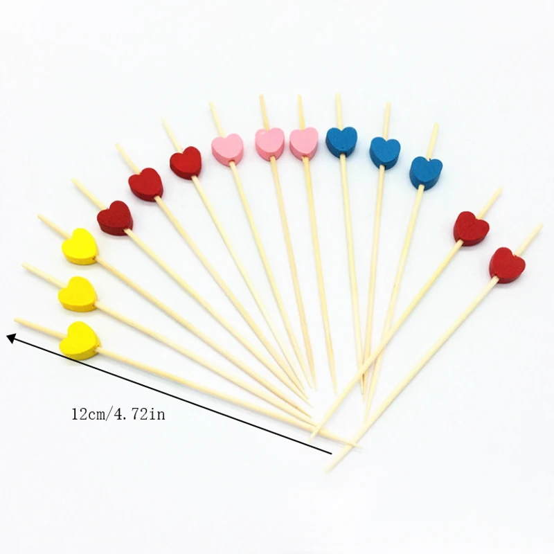 Disposable Bamboo Skewers Food Picks Buffet Cupcake Fruit Fork Party Cake Dessert Salad Vegetable Sticks Toothpick Skewer