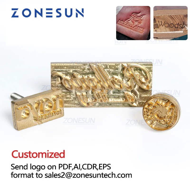 ZONESUN Logo Carving Tools, Embossing Hot Branding, Custom Brass Mold, Leather Stamps, Heating on Leather, Wood ,Paper