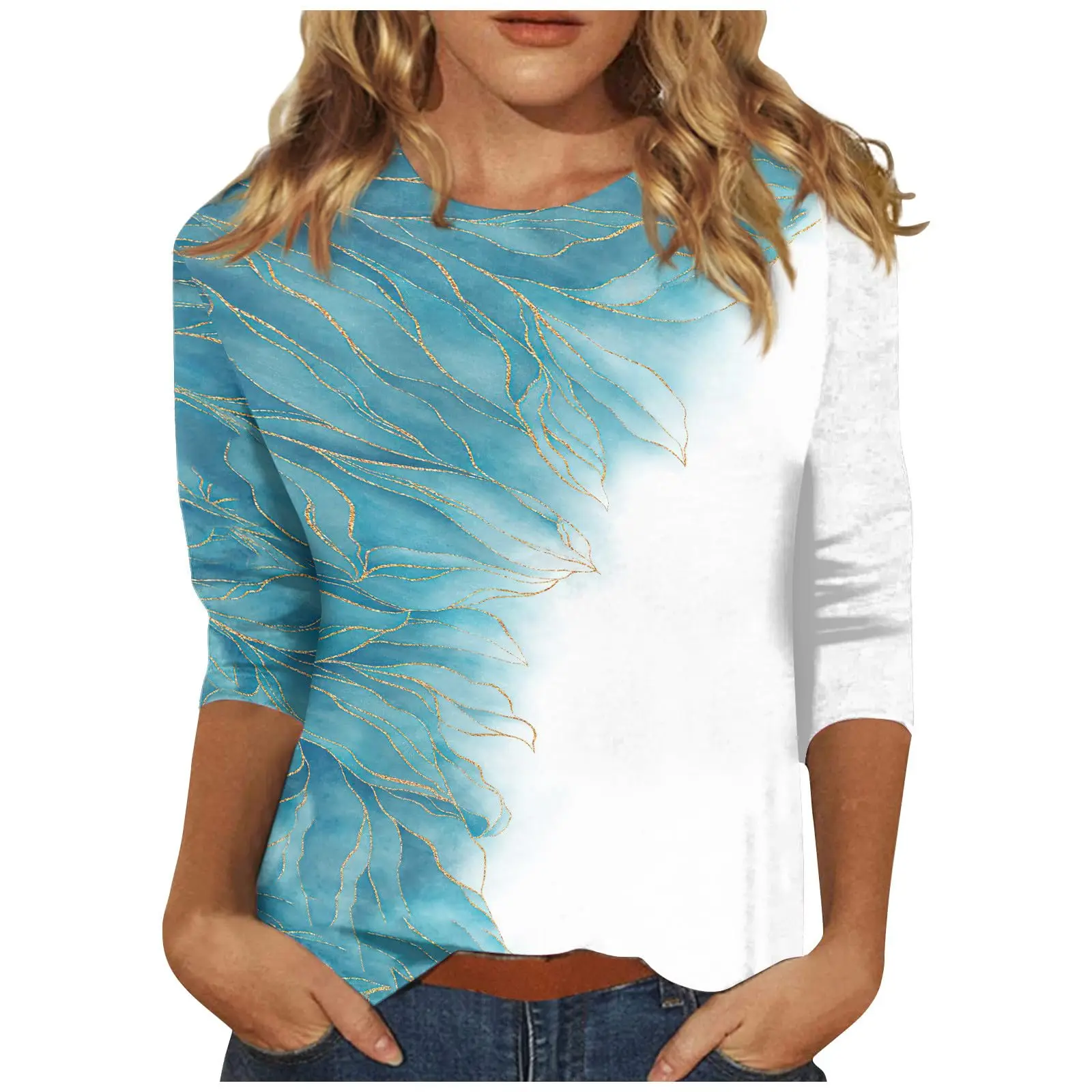 Women\'s T-shirt 3d print art floral print casual long sleeve round neck regular tops daily print pink, spring and autumn t-shirt