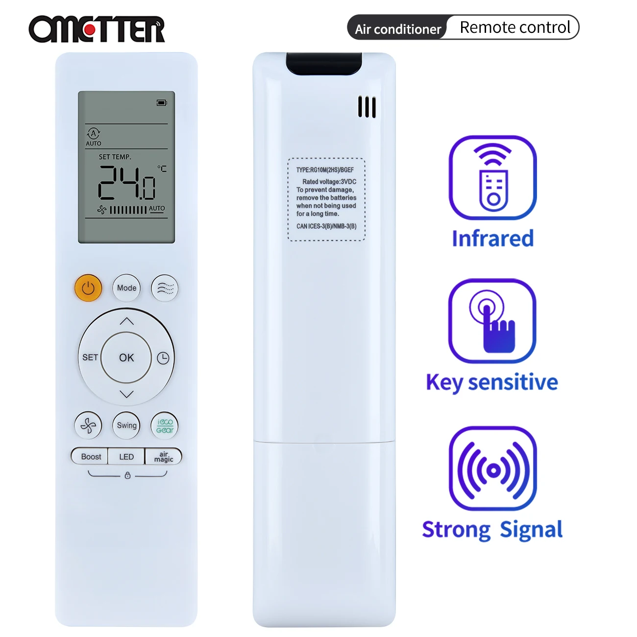 New RG10M(2HS)/BGEF For Midea Air Conditioner Remote Control