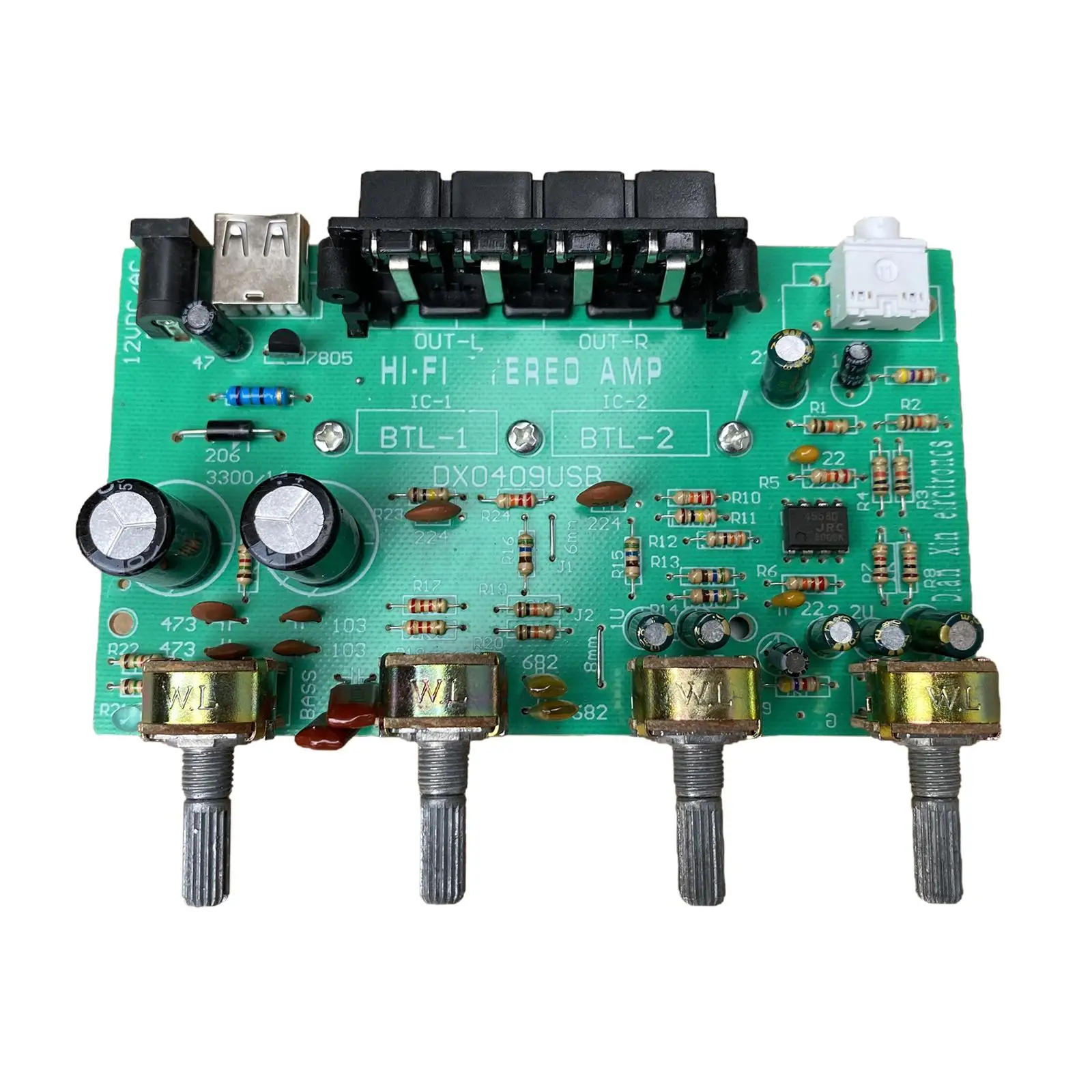 DX0409 Universal Dual Channel Digital Power Audio Stereo Amplifier Board DC 12V