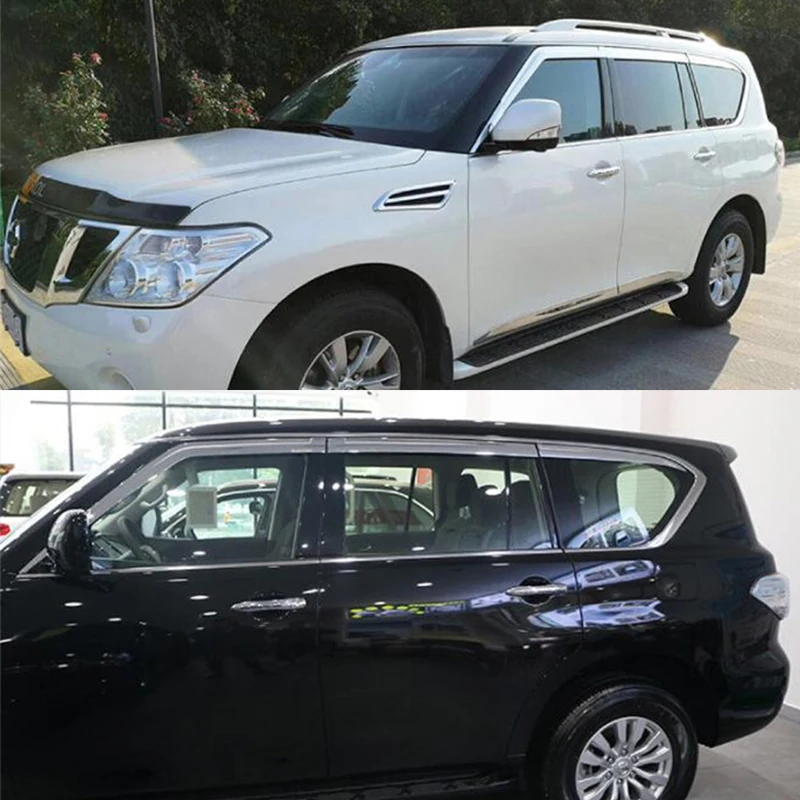 

CEYUSOT ДЛЯ 6 шт. Nissan Patrol Y62 автомобильный оконный козырек с глянцевым серебряным покрытием, боковой солнцезащитный козырек от дождя, аксессуары 2012+