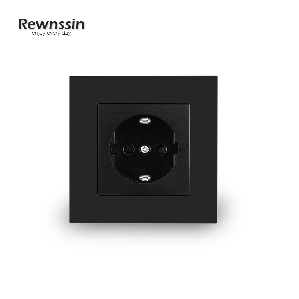 EU Standard Black Power Socket Wall Socket Dual Socket Three Socket Plastic Frame PC Panel Socket Child Protection Socket