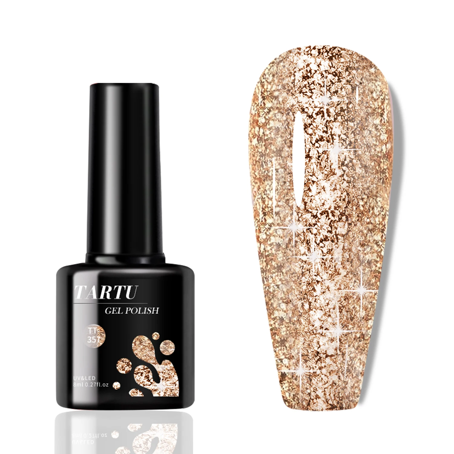 8 مللي الذهب بريق المجسم بريق هلام مسمار البولندية القابلة للإزالة LED/الأشعة فوق البنفسجية طويلة الأمد بريق الترتر المنزل مسمار الفن صالون #2