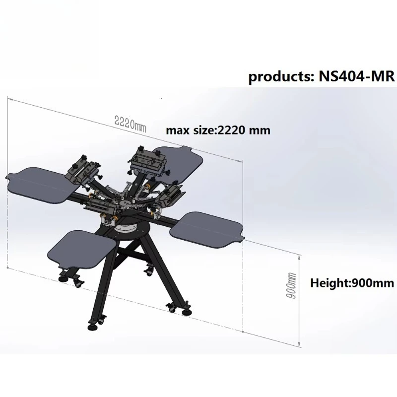 Fotografia 3: Máquina de Impressão Têxtil Rotativa 4 Cores 4 Mesas para Serigrafia e Prensagem de Roupas