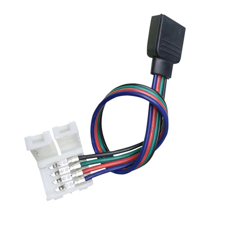 10mm RGB 4Pin female to 4 Pin LED Strip Connector for LED 3528 5050 Light Strip 4pin Needle Connector Adapter Wire Cable