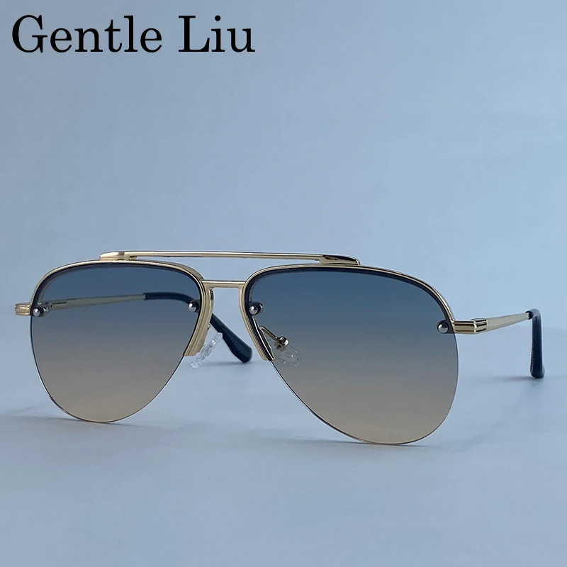 Steampunk Oval Pilot Sonnenbrille Männer 2025, Luxus Marke Vintage Doppel Strahl Sonnenbrille Für Männliche Trendy Punk Metall Rahmen Brillen – Detail 1